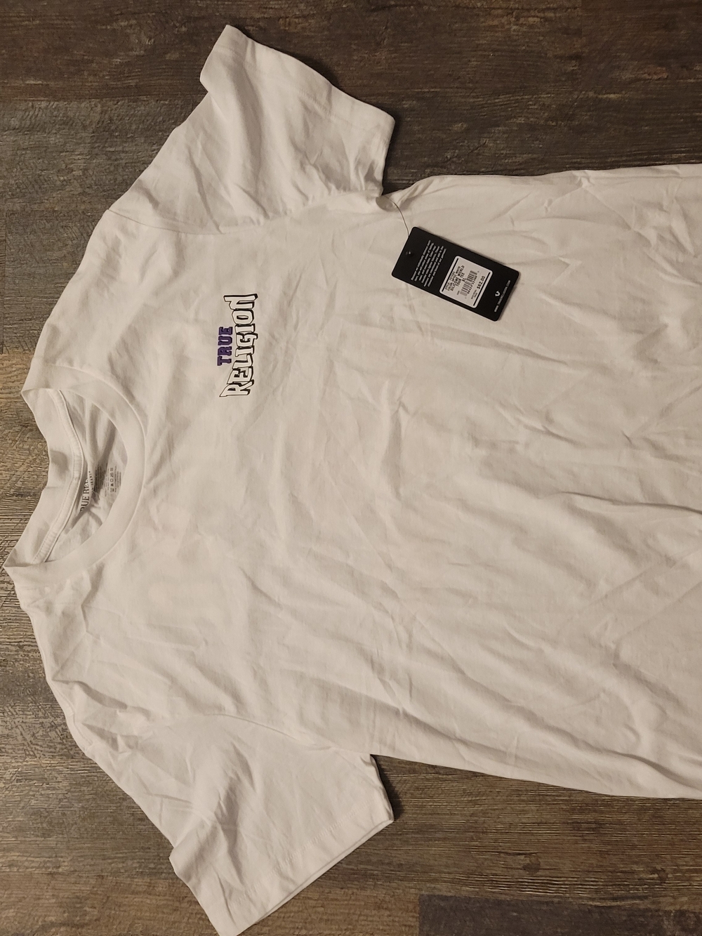 True Religion White Logo Crew Neck T-Shirt